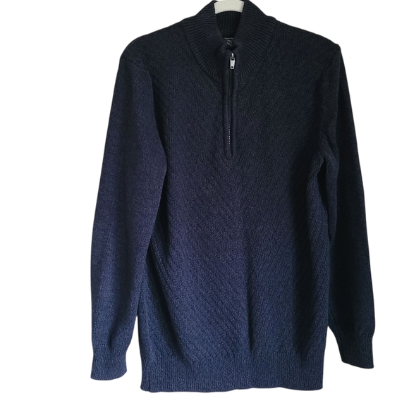 calvin klein jeans 1/4 zip sweater 100% cotton navy mens size M - Picture 1 of 4